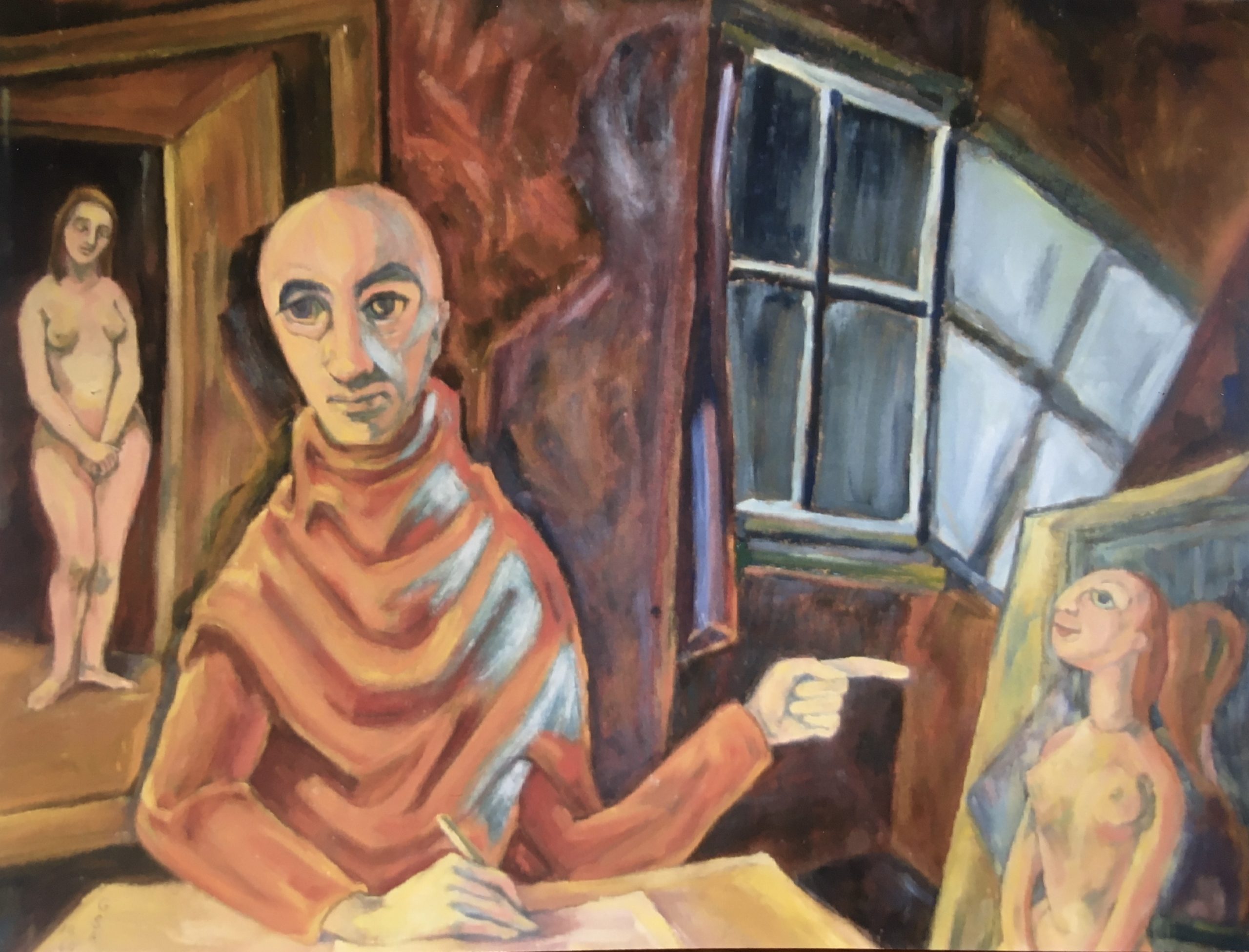 Der Maler, 1960, Öl auf Hartfaser, 50 x 65 cm.