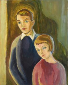 Geschwister, vor 1962, Öl auf Hartfaser, 93 x 75 cm.