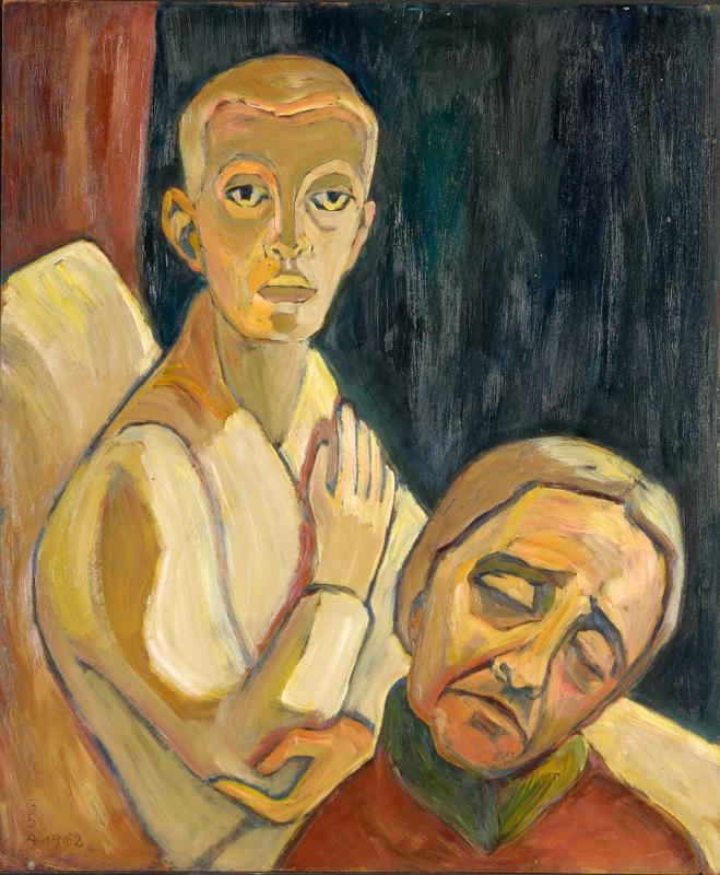 Kranker Sohn, 1962, Öl auf Hartfaser, 59,5 x 50 cm.