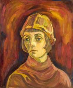 Selbstbildnis mit Pelzmütze, 1963, Öl auf Hartfaser, 59,5 x 49,5.