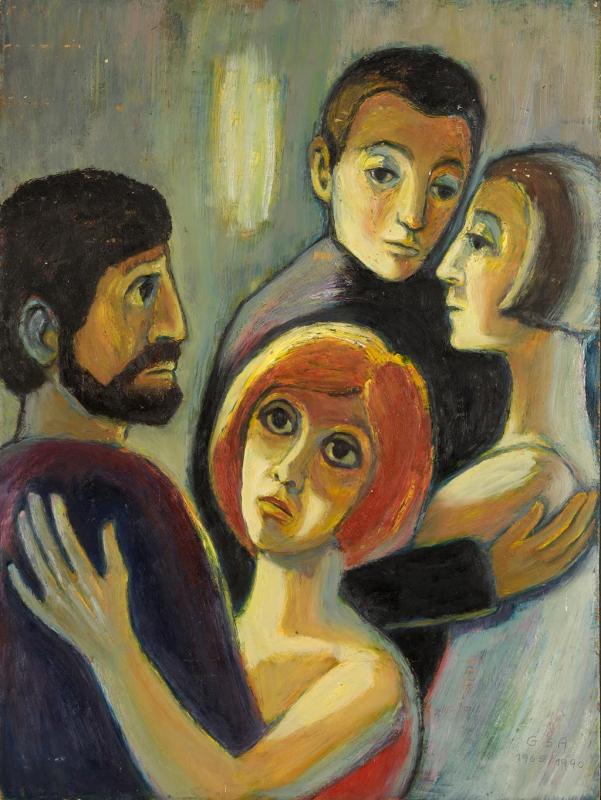 Tanzende, 1965 / 90, Öl auf Hartfaser, 80 x 59,5 cm.