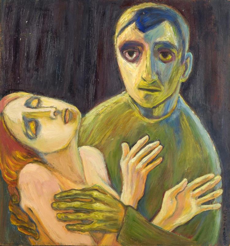 Täter, 1965 / 90, Öl auf Hartfaser, 59,3 x 55,5 cm.