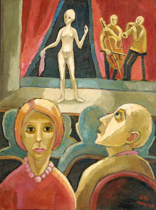 Striptease, 1966, Öl auf Hartfaser, 80 x 59,5 cm.