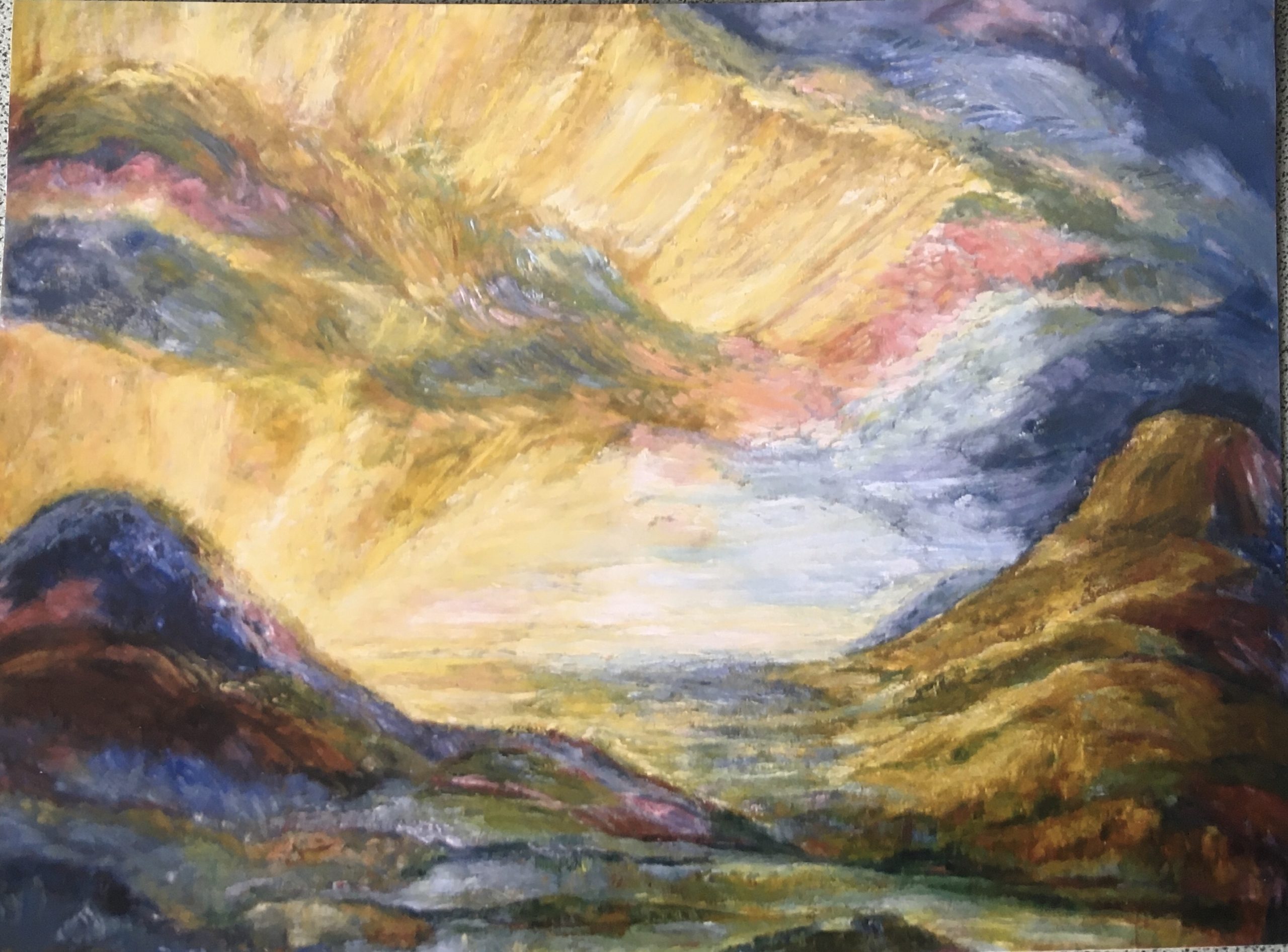 Reutlingen mit Abendhimmel, 1967, Öl auf Hartfaser, 80 x 90 cm.