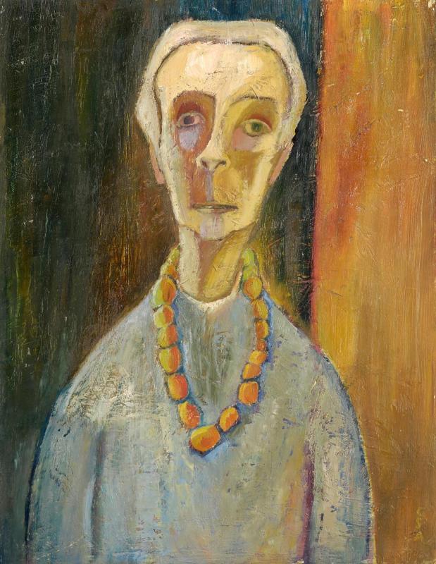 Bildnis Emma S., 1969, Öl auf Hartfaserplatte, 64 x 46 cm.