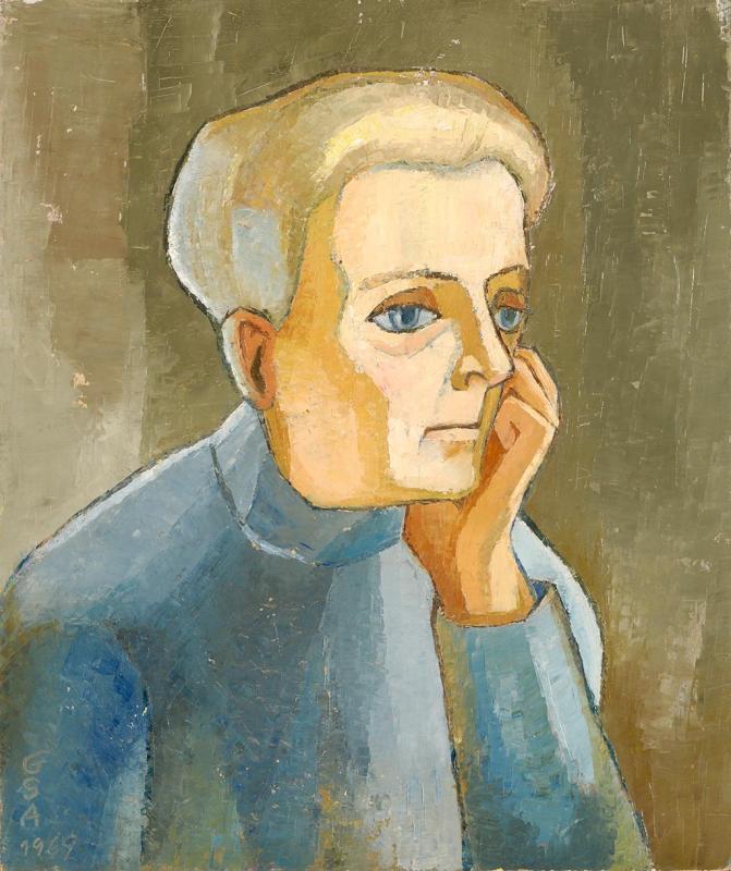 Bildnis Emma Schiller, 1969, Öl auf Malkarton, 60 x 50 cm.