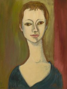 Bildnis I. K. II, 1969, Öl auf Hartfaserplatte, 65 x 50 cm.