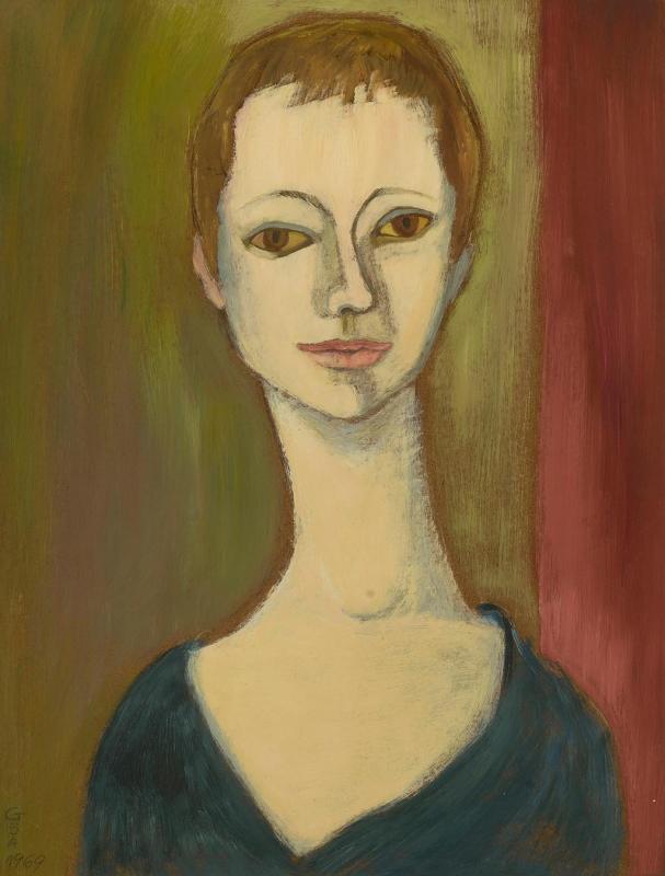 Bildnis I. K. II, 1969, Öl auf Hartfaserplatte, 65 x 50 cm.