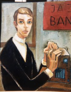 Eler am Radio, 1969, Öl auf Hartfaserplatte, 79 x 65,5 cm.