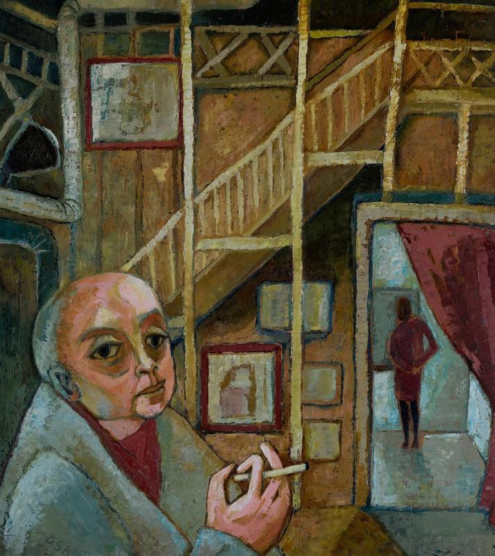 Galerie Mensch, 1969, Öl auf Hartfaserplatte, 90 x 79,5 cm.