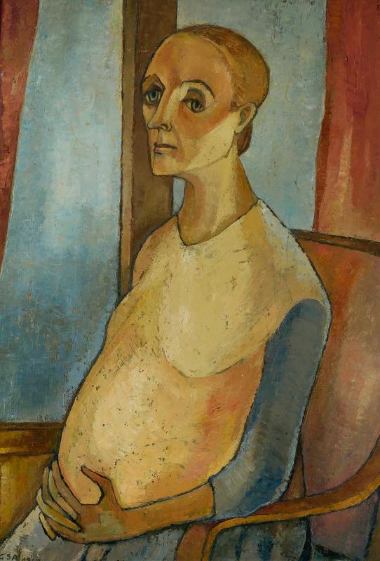 Schwangere, 1969, Öl auf Hartfaserplatte, 90,2 x 63 cm.