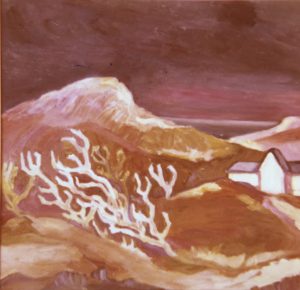Toter Dünenwald, 1969, Öl auf Hartfaserplatte, 63 x 69,4 cm.
