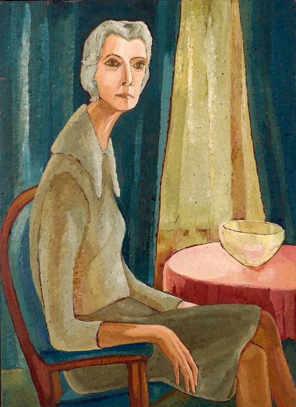 Bildnis L. A. (Lea Akenhausen), 1970, Öl auf Hartfaserplatte, 110 x 80,3 cm.