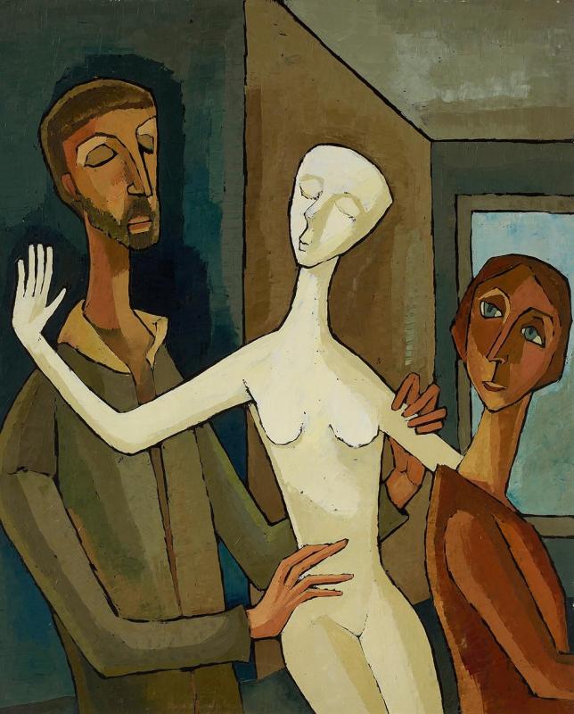 Eine Puppe, 1970, Öl auf Hartfaserplatte, 88,8 x 73,7 cm.