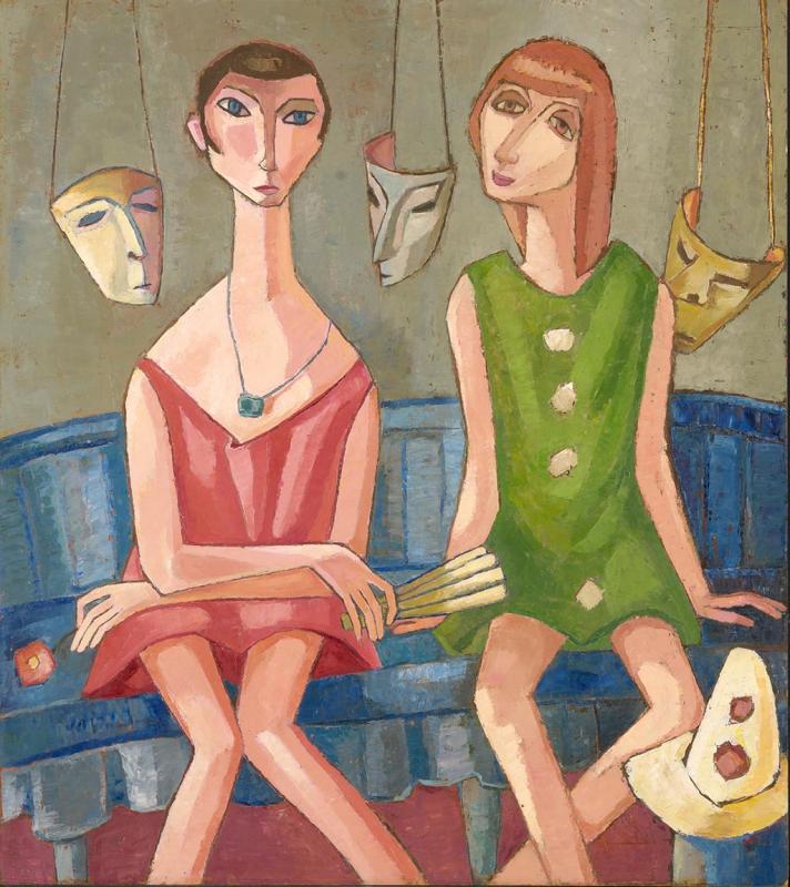 Karneval, 1970, Öl auf Hartfaserplatte, 90 x 80 cm.