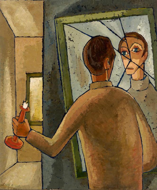 Zerbrochener Spiegel, 1970, Öl auf Hartfaserplatte, 89,5 x 74,5 cm.