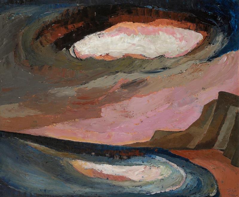 Abendwolke, 1971, Öl auf Hartfaserplatte, 95 x 80 cm.