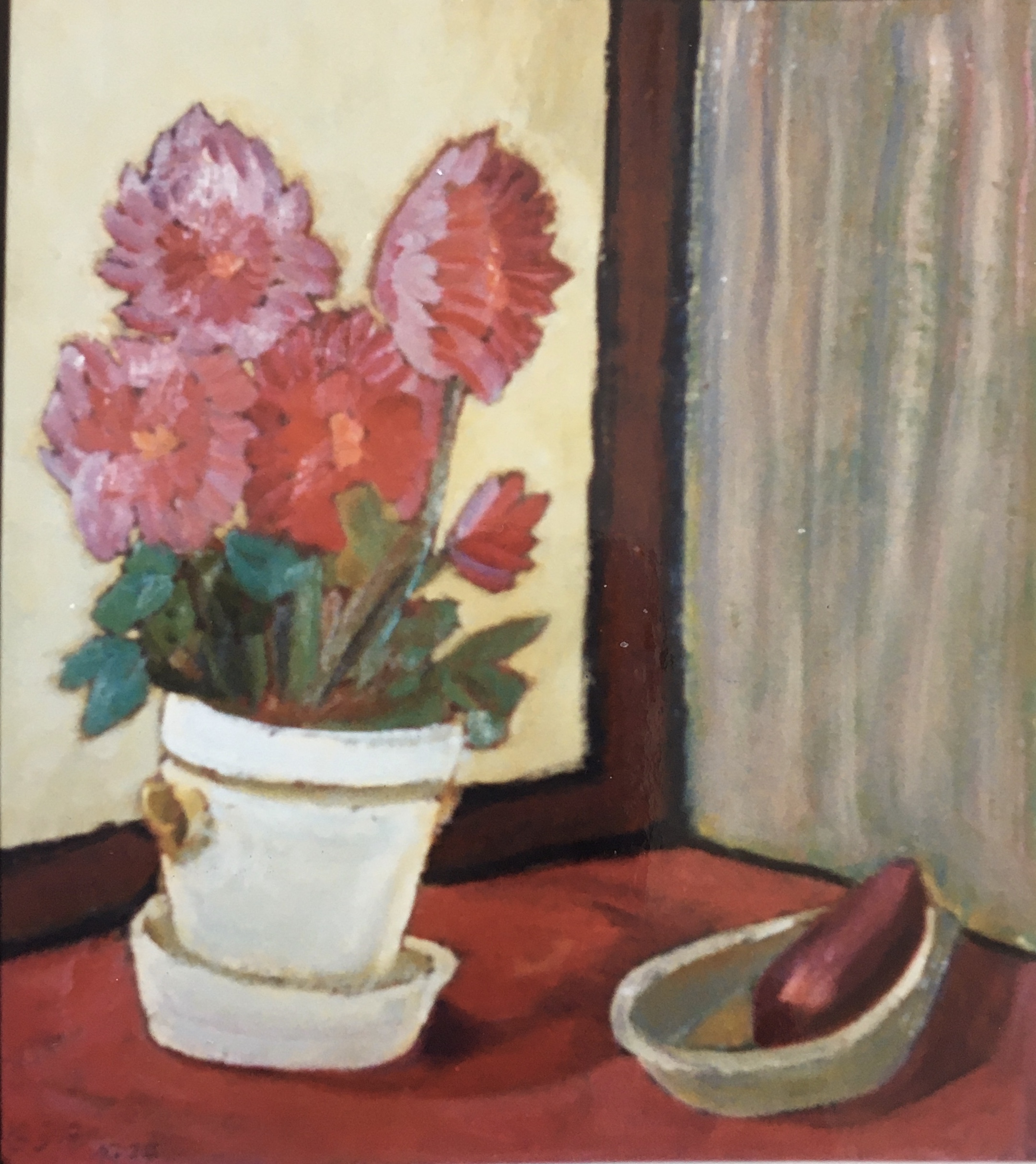 Chrysanthemen, 1971, Öl auf Hartfaserplatte, 50 x 45 cm.