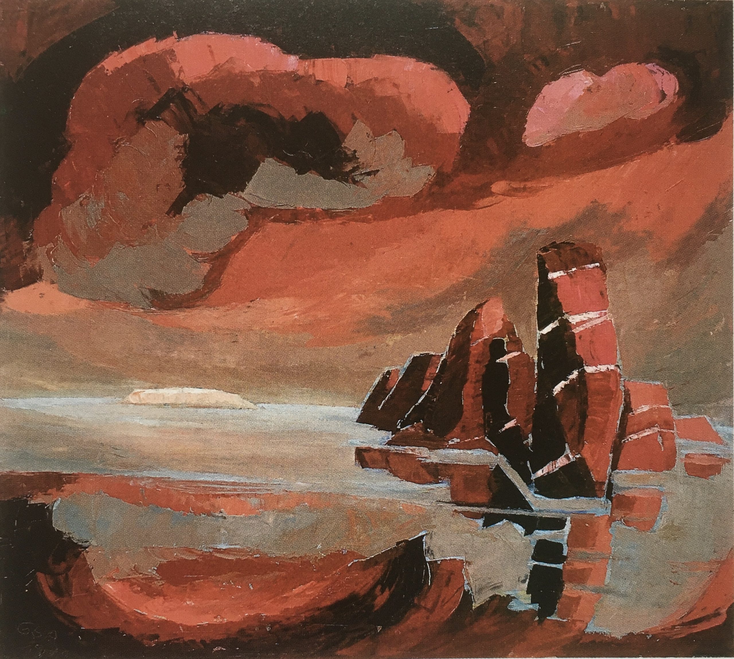 Helogland, 1971/92, Öl auf Hartfaserplatte, 80 x 90 cm.