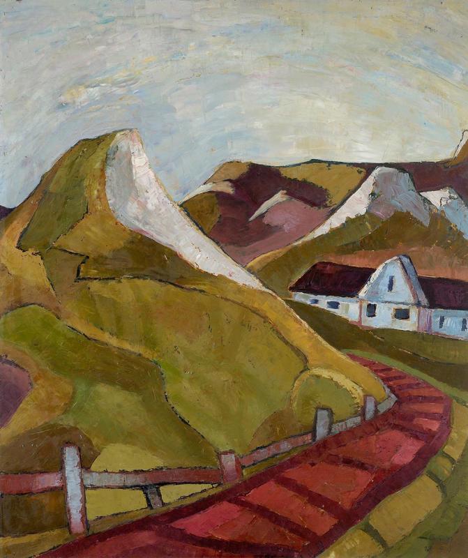 Roter Dünenweg, 1971, Öl auf Hartfaserplatte, 89,5 x 73,7 cm.