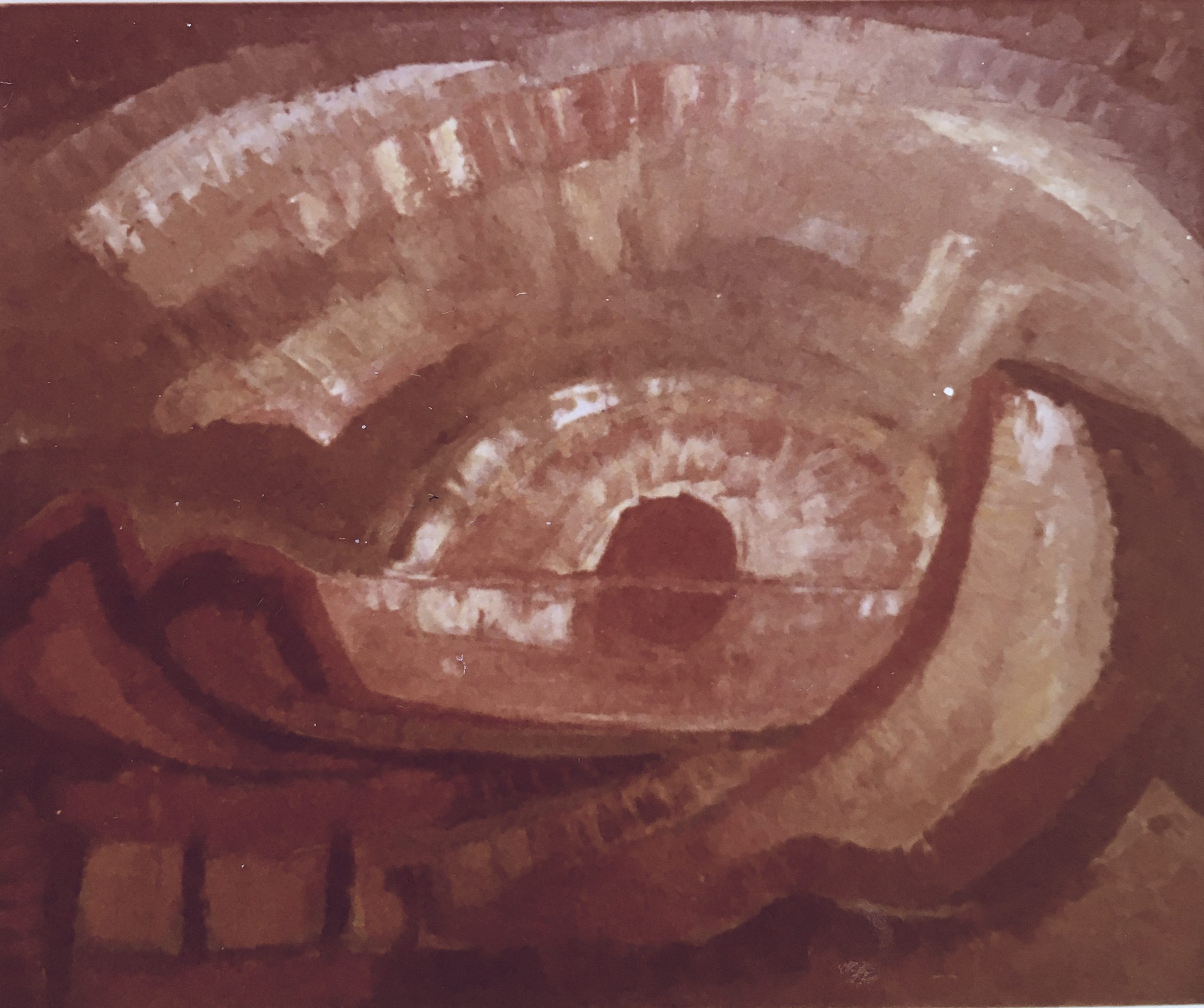 Sonnenuntergang, 1971, Öl auf Hartfaserplatte, (übermalt).