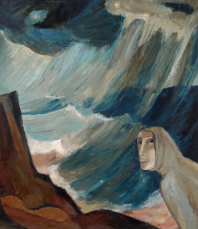 Sturmflut, 1971, Öl auf Hartfaserplatte, 95 x 80 cm.