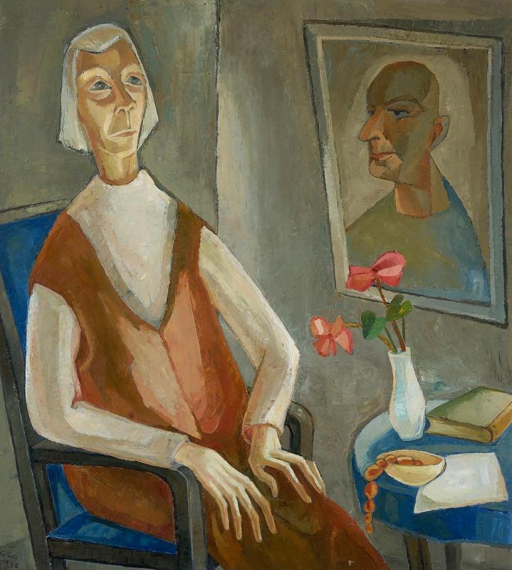 Witwe (Emma Schiller), 1972, Öl auf Hartfaserplatte, 90 x 79,8 cm.