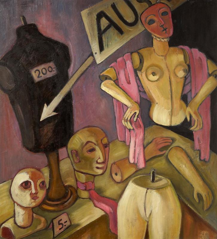 Ausverkauf, 1973, Öl auf Hartfaserplatte, 89,7 x 79,8 cm.