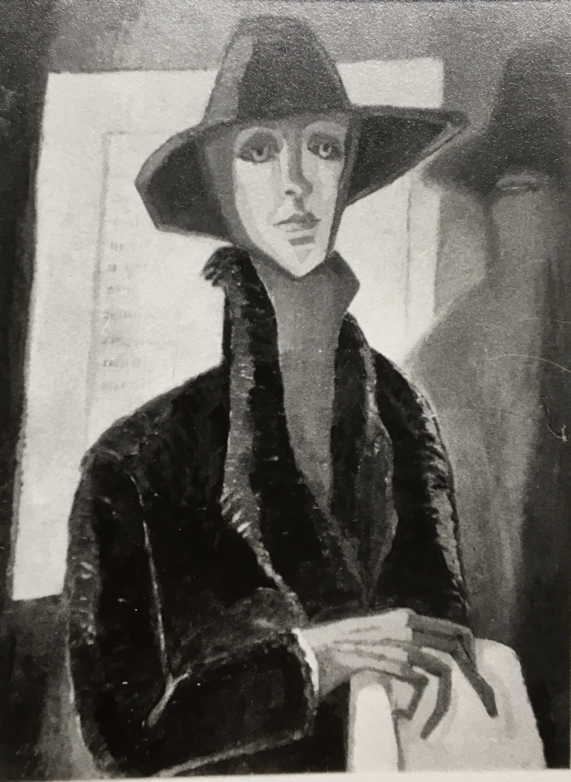 Im Wartesaal, 1973, Öl auf Hartfaserplatte, 79 x 59 cm.