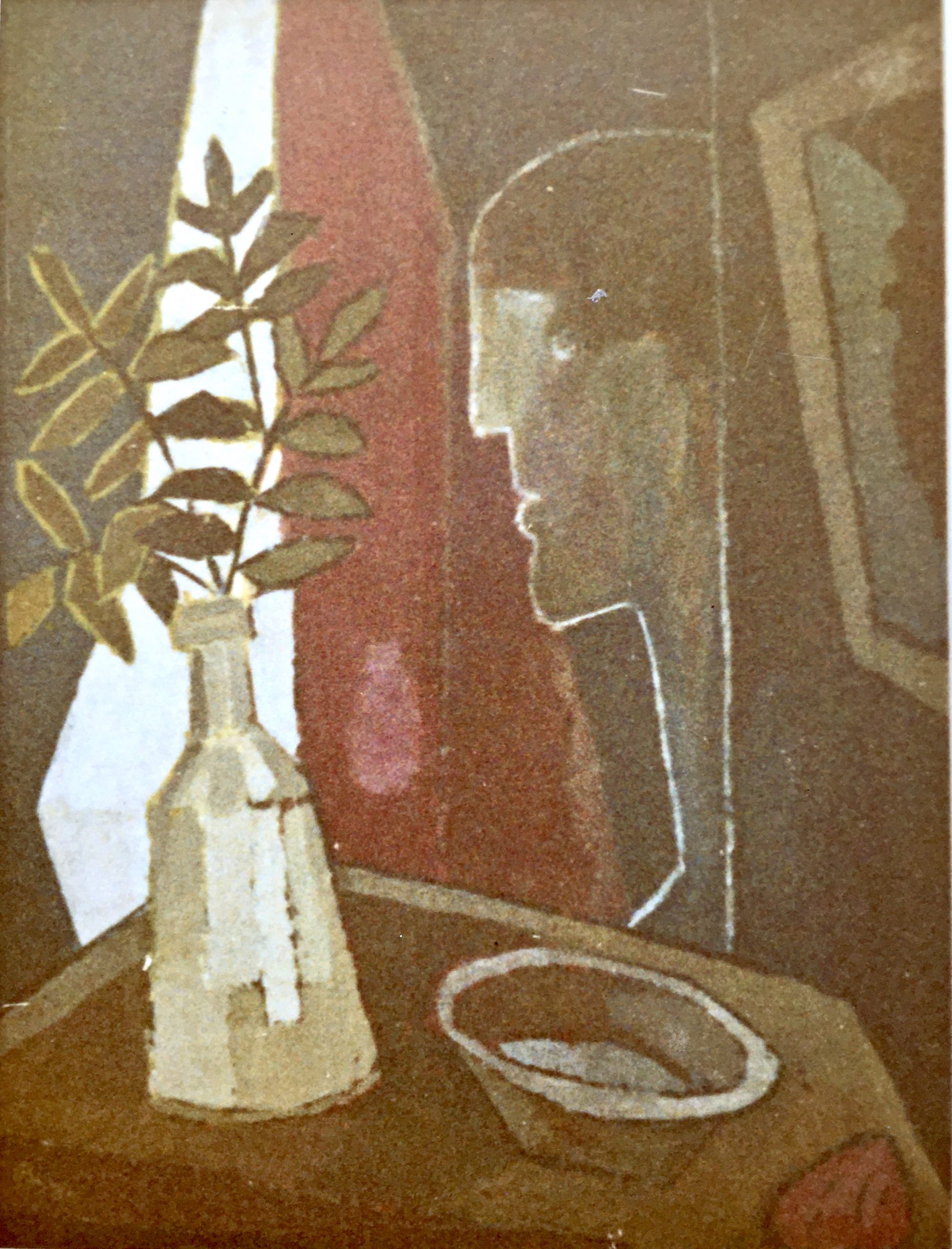 Mit roter Muschel, 1973, Öl auf Hartfaserplatte, 64,5 x 49,8 cm.