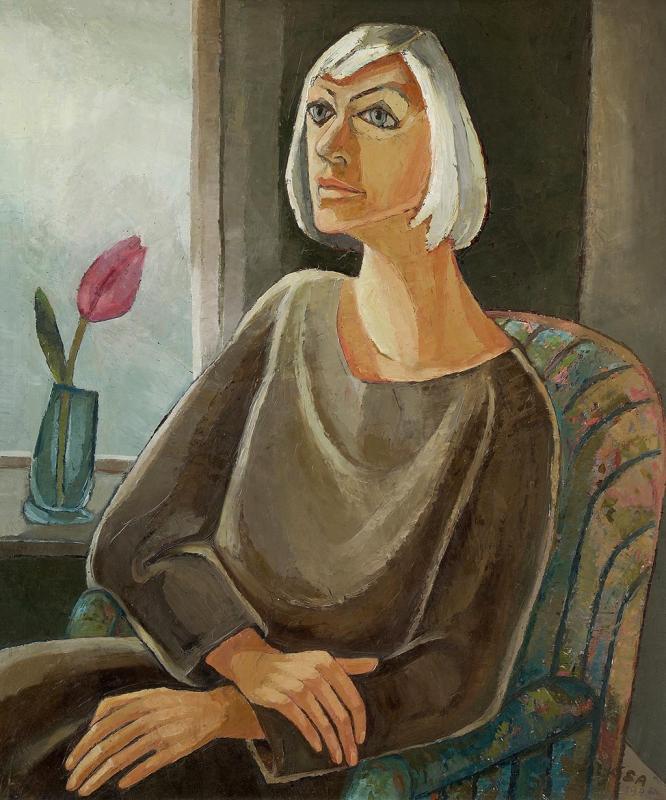 Ingrid (Dölker), 1974, Öl auf Hartfaserplatte, 90 x 73,7 cm.