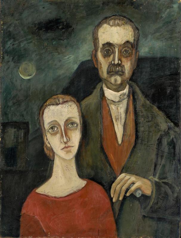 Paar H. (Alfred & Brigitte Hagenlocher), 1974, Öl auf Hartfaserplatte, 79 x 59,5 cm.