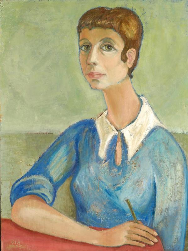 Bildnis einer jungen Frau (Hilde Franz), 1975, Öl auf Hartfaserplatte, 79 x 59 cm.