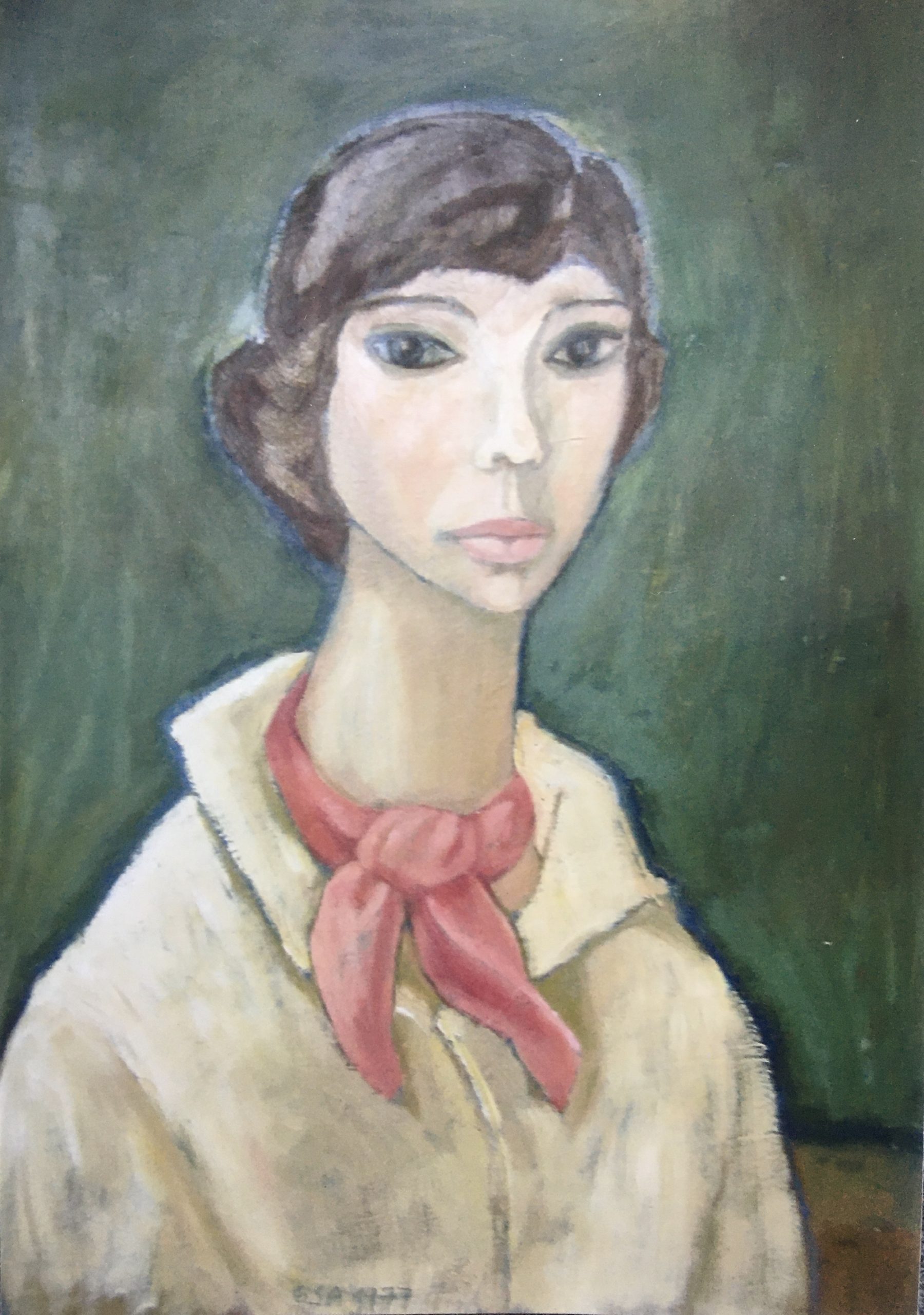 Birgit (v. Haefen), 1977, Öl auf Hartfaserplatte, 70 x 50 cm.