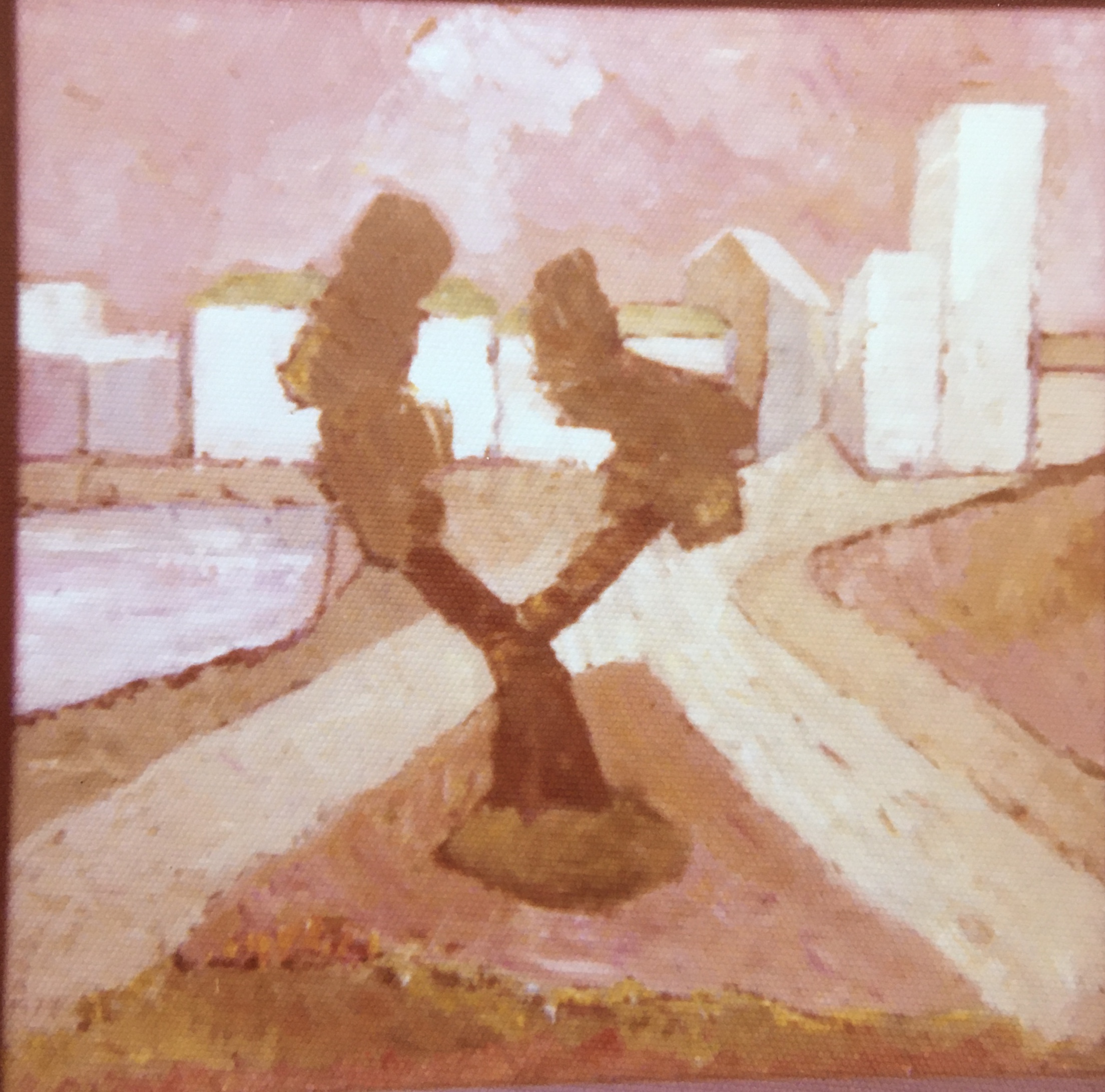 Erinnerung an Hamburg, 1977, Öl auf Hartfaserplatte, 75 x 74,5 cm.