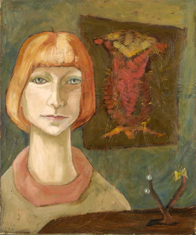 Goldschmiedin (Uschi Klüppel), 1977, Öl auf Hartfaserplatte, 60 x 50 cm.