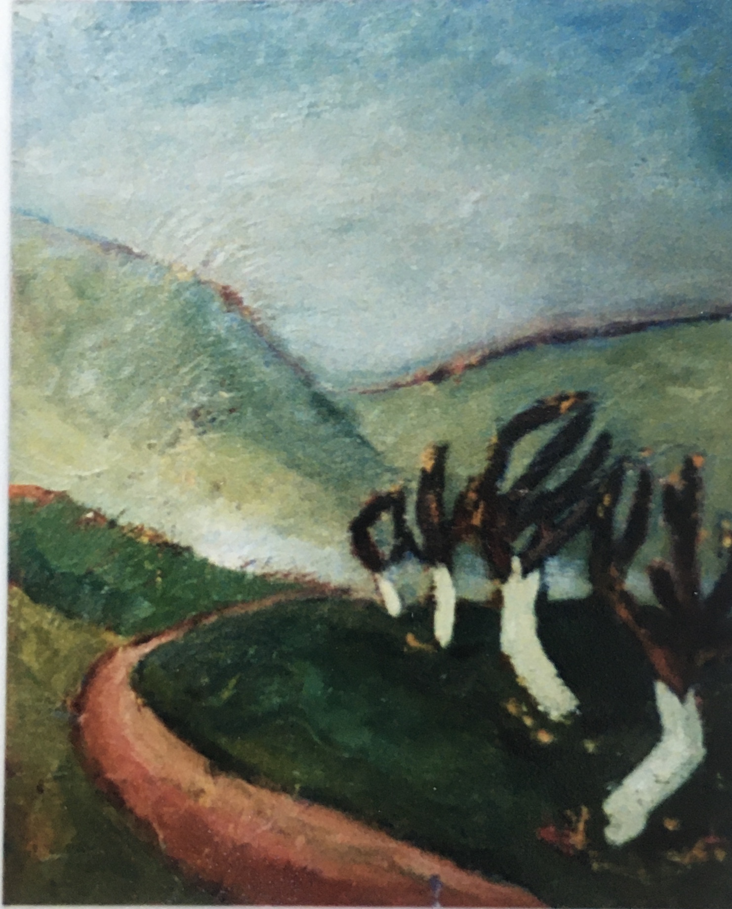 Herbstbäume, 1977, Öl auf Hartfaserplatte, 50 x 40 cm.