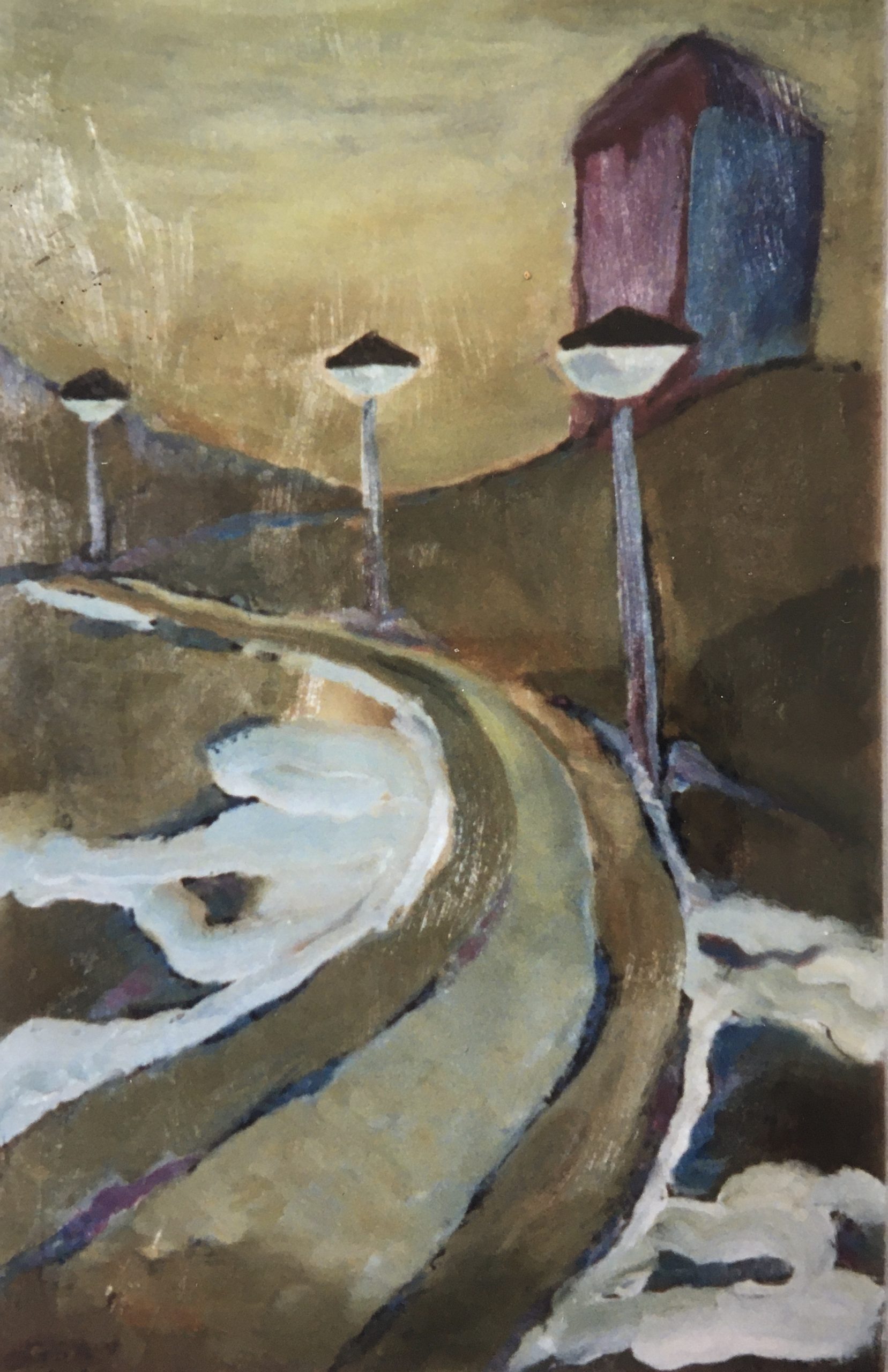 Letzter Schnee, 1977, Öl auf Hartfaserplatte, 45 x 30 cm.