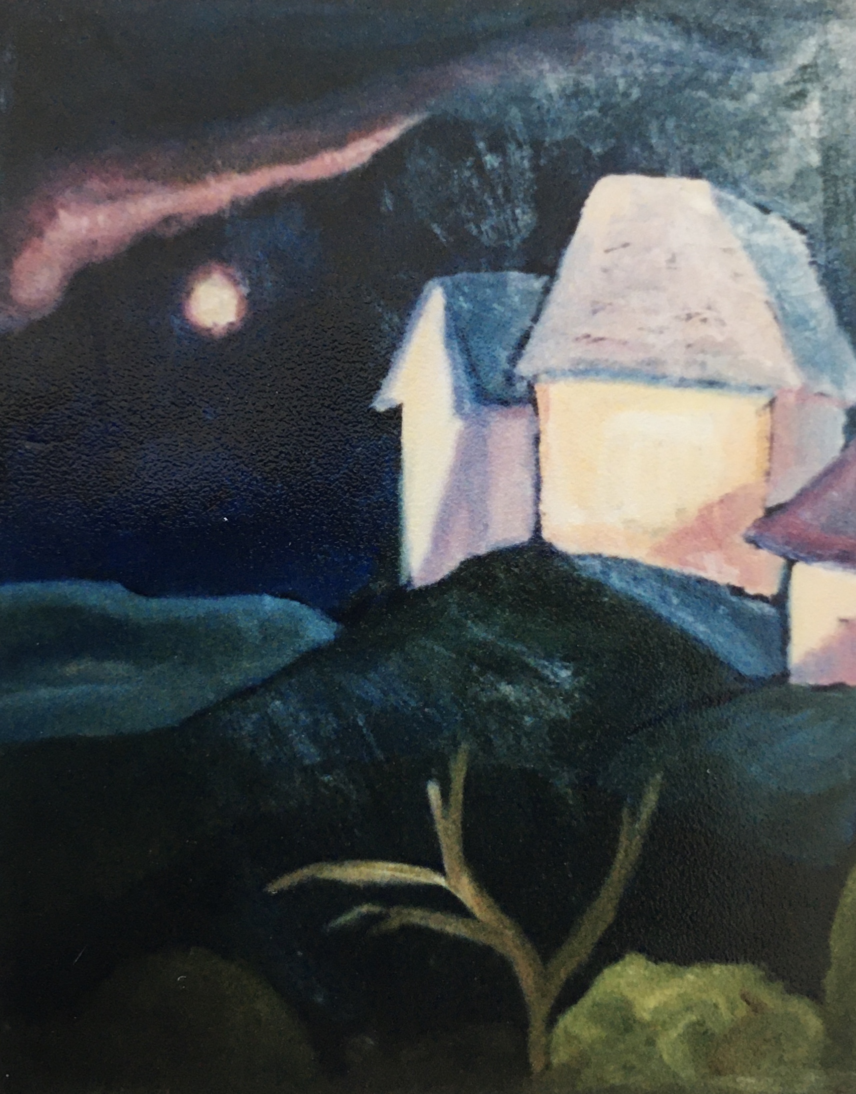 Abendlicht, 1978, Öl auf Hartfaserplatte, 50 x 40 cm.