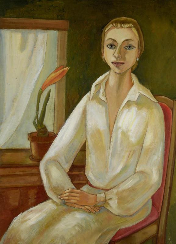 Bildnis J. K. am Fenster, 1978, Öl auf Hartfaserplatte, 110 x 79,7 cm.