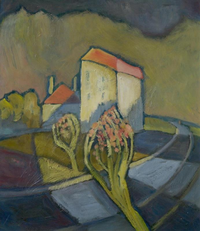Frühlingsabend, 1978, Öl auf Hartfaserplatte, 54 x 45 cm.