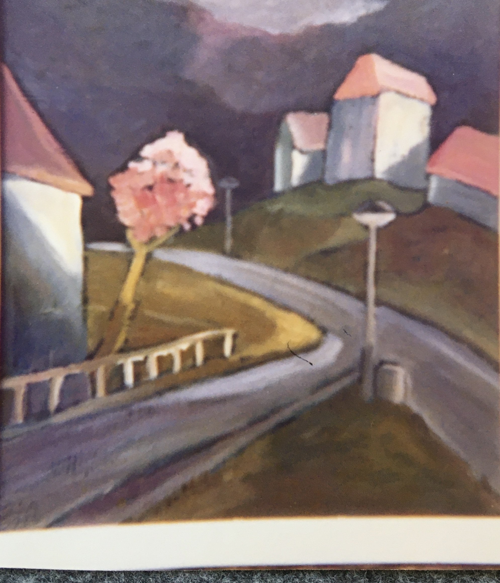Häuser im Abendlicht, 1978, Öl auf Hartfaserplatte.