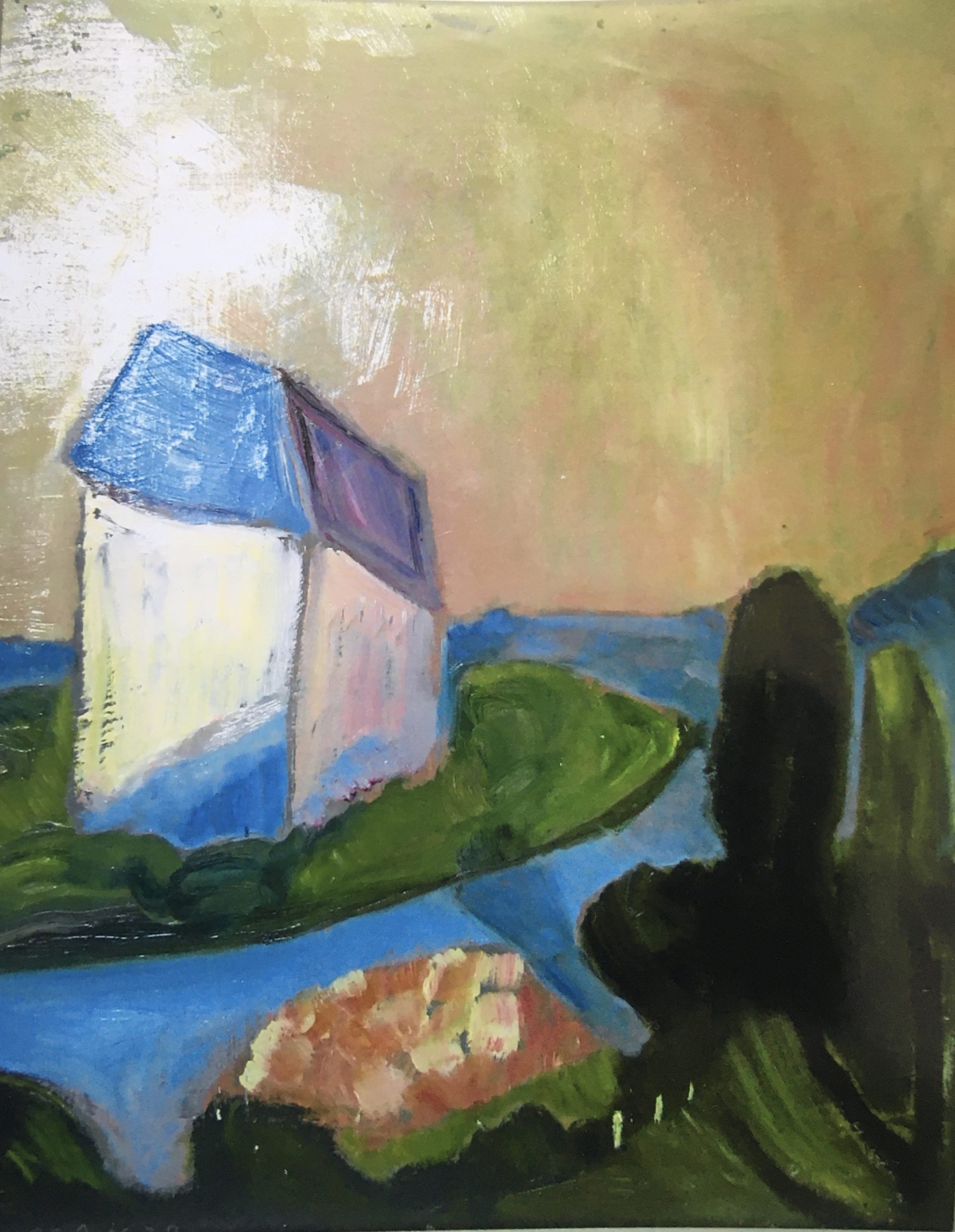 Haus im Park, 1978, Öl auf Hartfaserplatte, 44 x 34 cm.