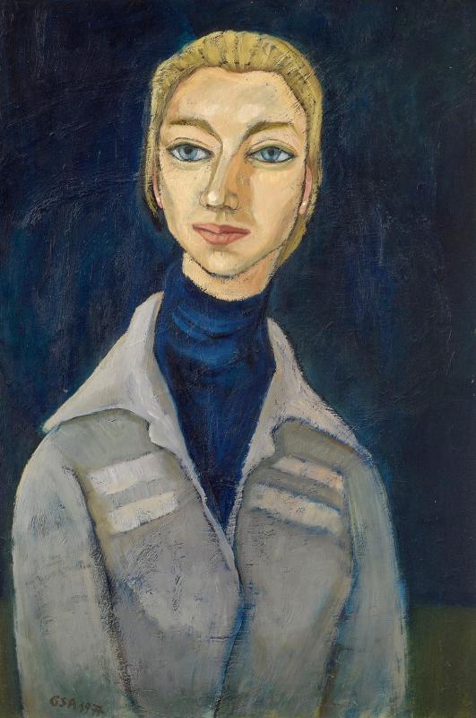 Irmela (Klöden), 1978, Öl auf Hartfaserplatte, 74,3 x 51,7 cm.