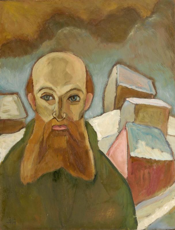 Bärtiger Mann, 1979, Öl auf Hartfaserplatte, 65 x 50 cm.