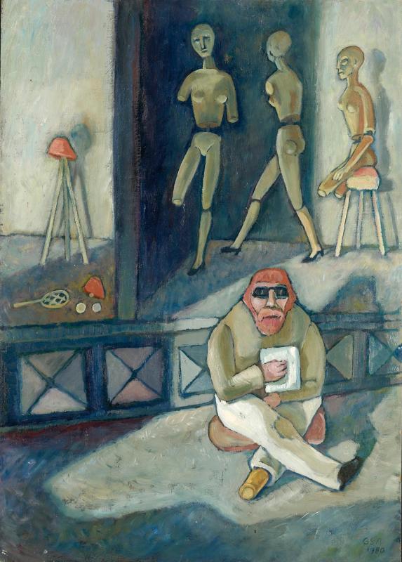 Krüppel, 1980, Öl auf Hartfaserplatte, 77 x 55 cm.