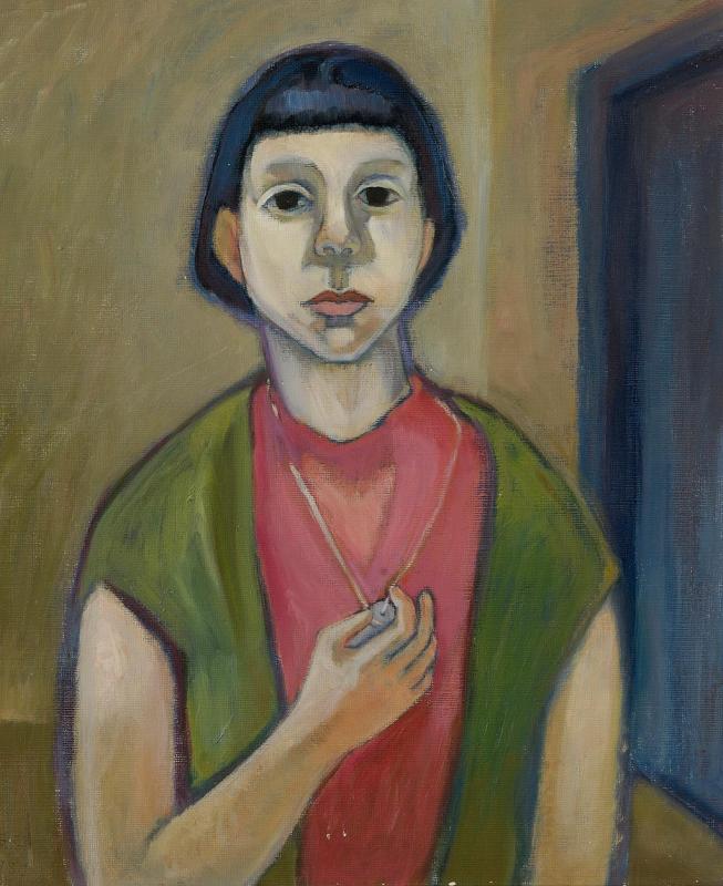 Schlüsselkind, 1980, Öl auf Hartfaserplatte, 60 x 50 cm.