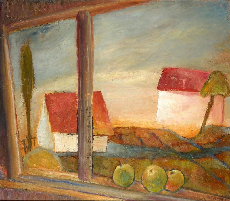 Ausblick, 1981, Öl auf Hartfaserplatte, 65 x 80 cm.