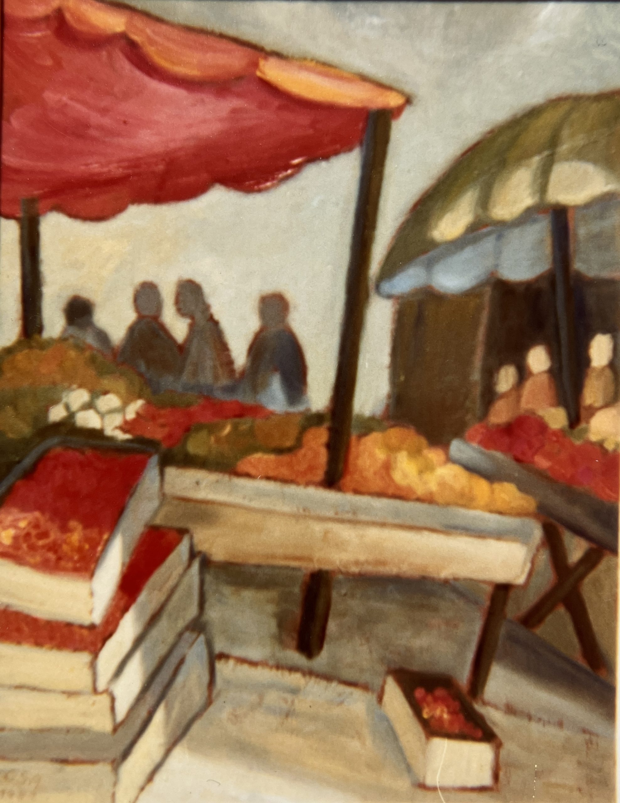 Markt, 1981, Öl auf Hartfaserplatte, 65 x 50 cm.