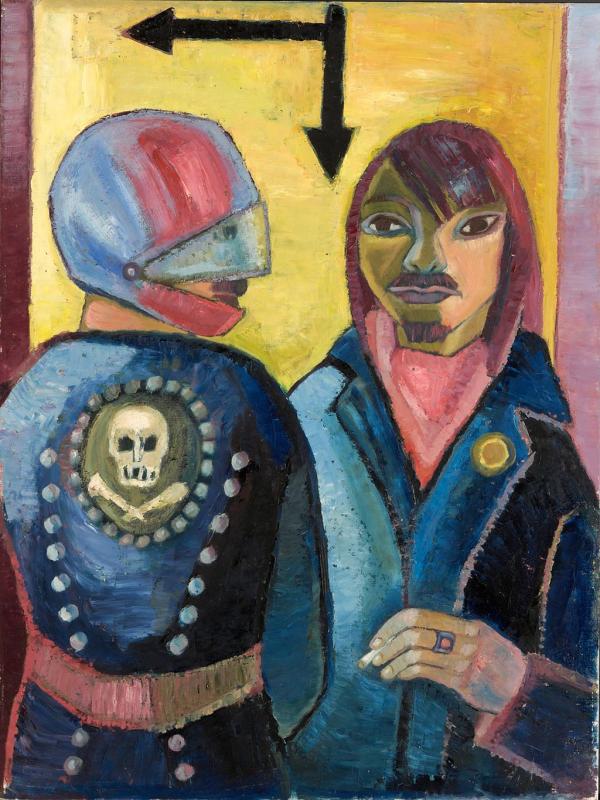 Vor dem Start, 1981, Öl auf Hartfaserplatte, 80 x 60 cm.